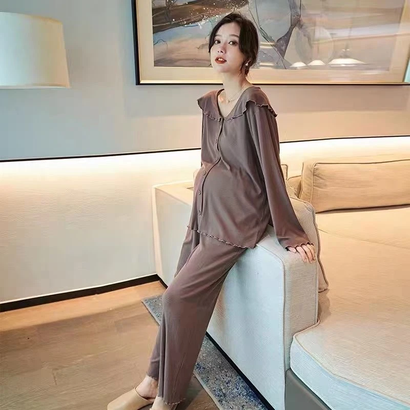 220斤大码月子服睡衣夏季薄款产后喂奶家居服春秋孕产妇哺乳套装