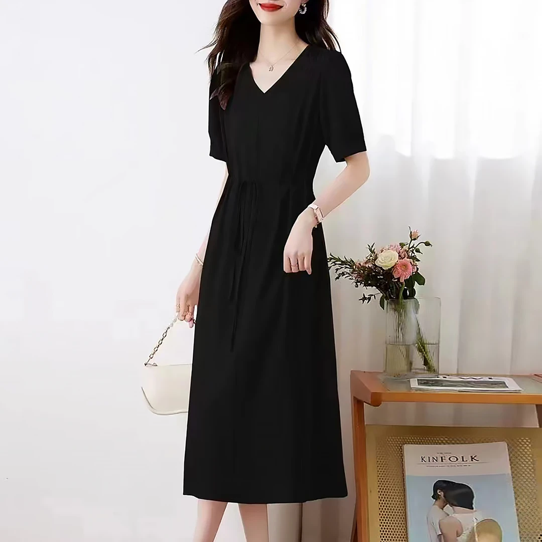 宽松连衣裙女装连衣裙裙子中长款显瘦气质长裙时尚夏季修身收腰