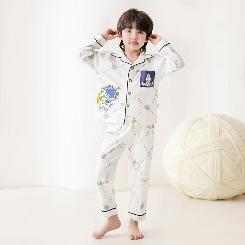 亲子款100%棉男童睡衣春秋全棉柔软舒适透气家居服空调服保暖套装