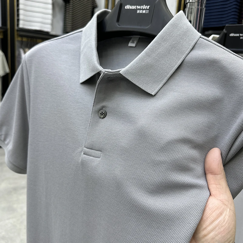 Zero Degree North轻奢纯色短袖polo衫男士t恤夏季翻领简约