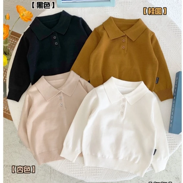 【帅呆了】儿童翻领针织打底衫男童春秋新款宝宝polo衫长袖上衣休闲