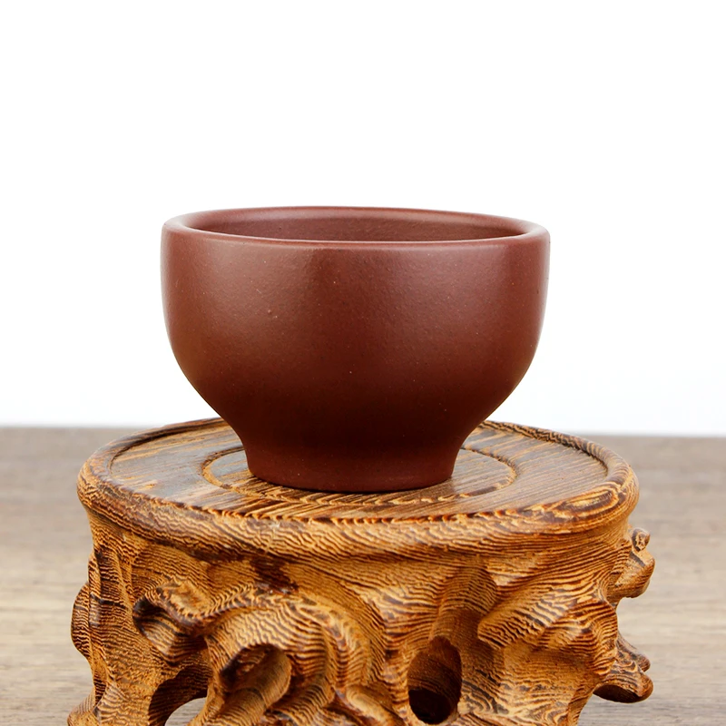 【佳慧紫砂】素色手工刻绘加厚紫砂品茗杯宜兴原矿紫泥 容量100cc