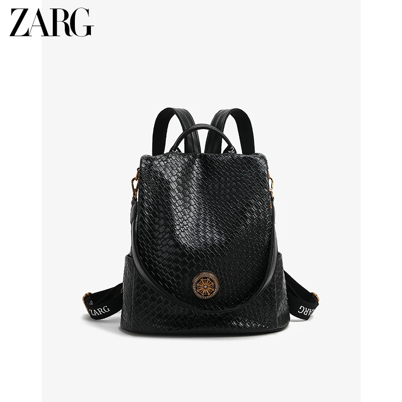 鳄鱼纹复古双肩包女百搭高级感背包f