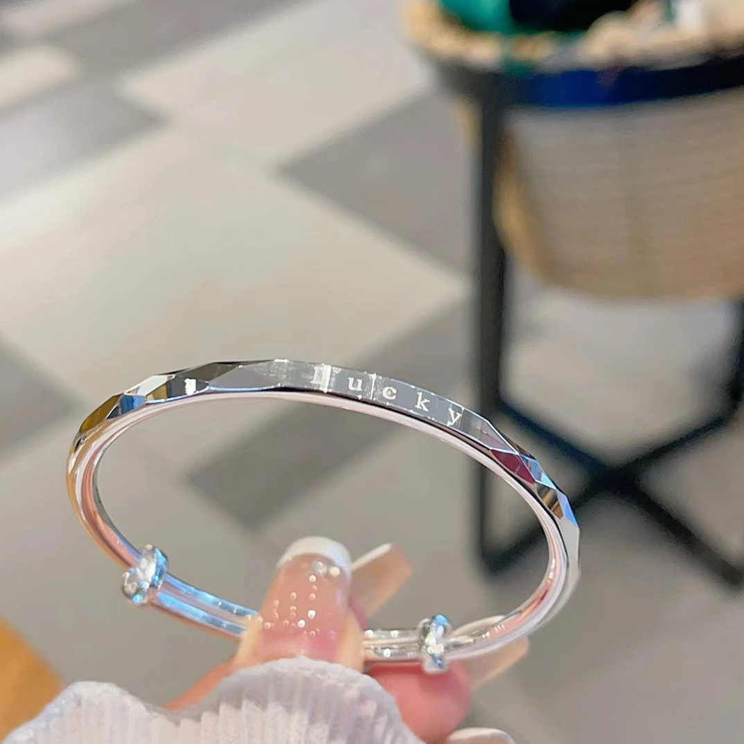 足银手镯 足银999.9精工推拉激光车花时尚手镯约25克左右