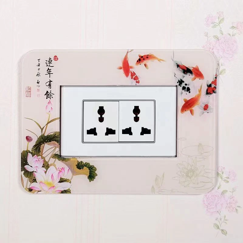 118型二三四位6孔12孔插座贴插座套120*75亚克力开关贴墙贴保护套