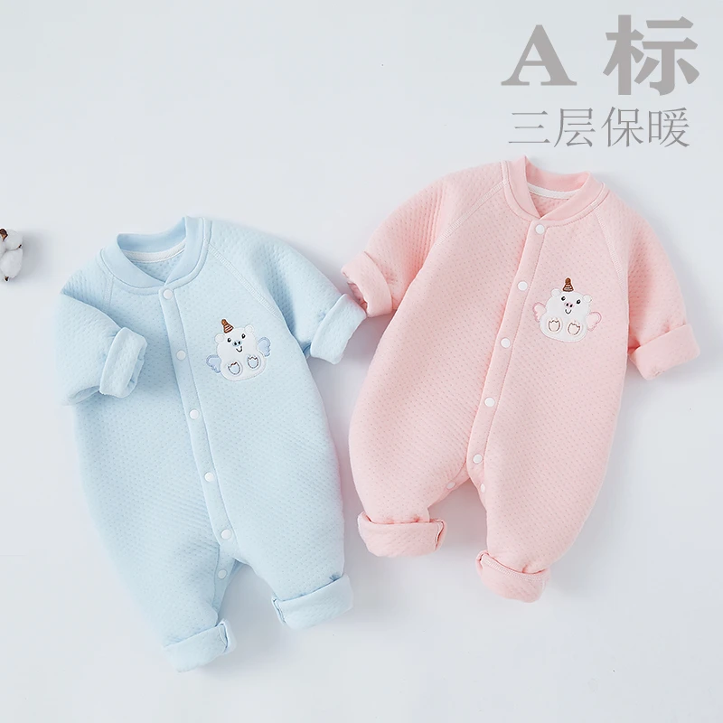 新生儿衣服婴儿连体保暖衣春秋纯棉哈衣宝宝幼儿爬服加厚睡衣冬款