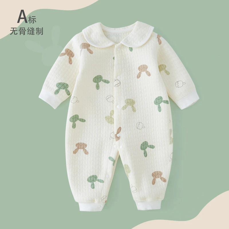 婴儿秋冬款外出服连体衣保暖春秋无骨新生儿衣服哈衣纯棉爬服加厚