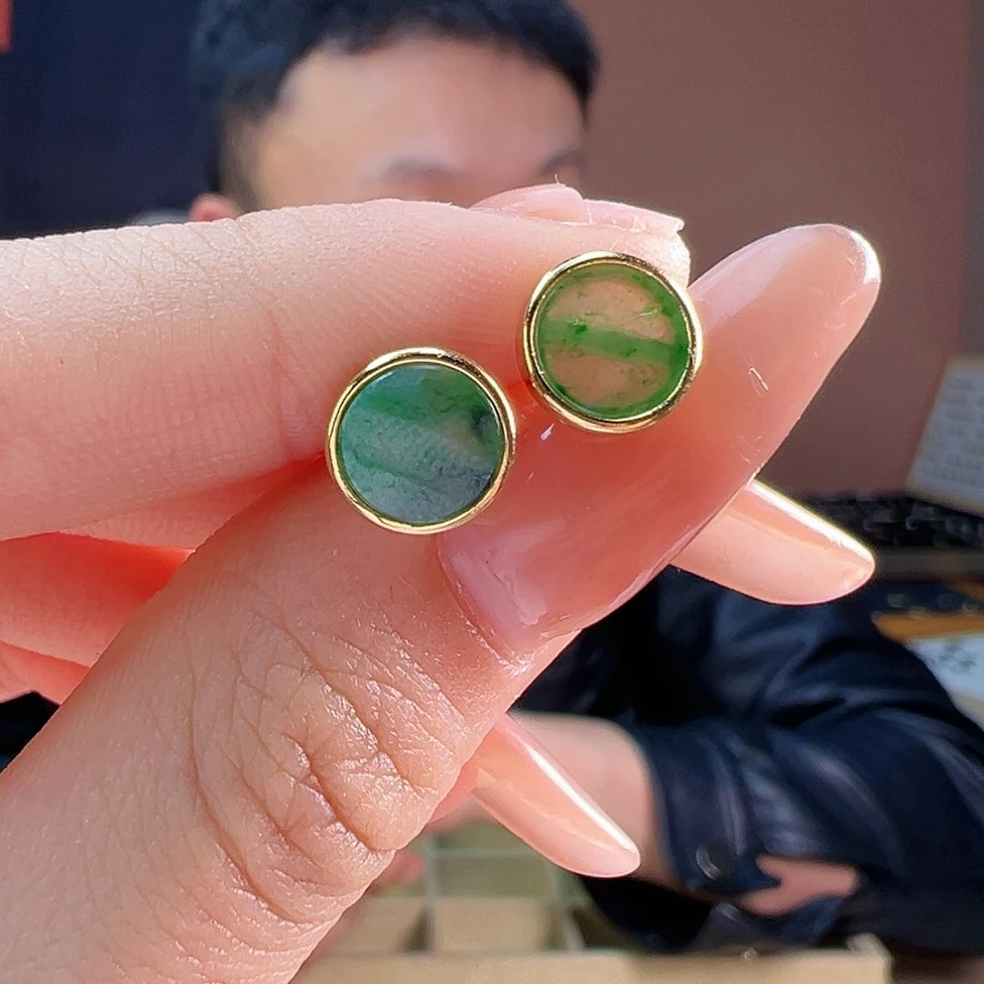 翡翠耳饰银S925镶嵌耳环