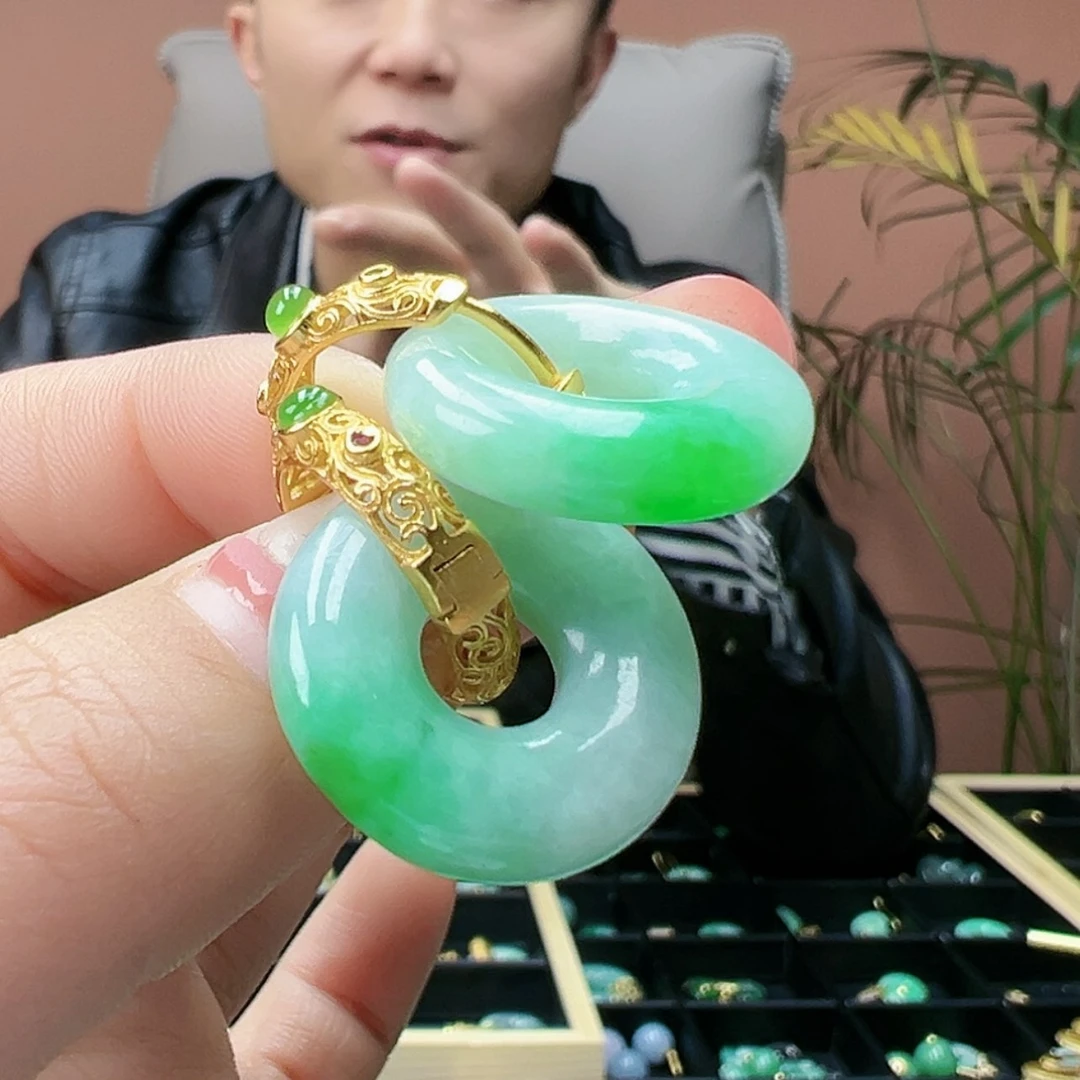 【闪购商品】翡翠耳饰银S925镶嵌多样性发货1副