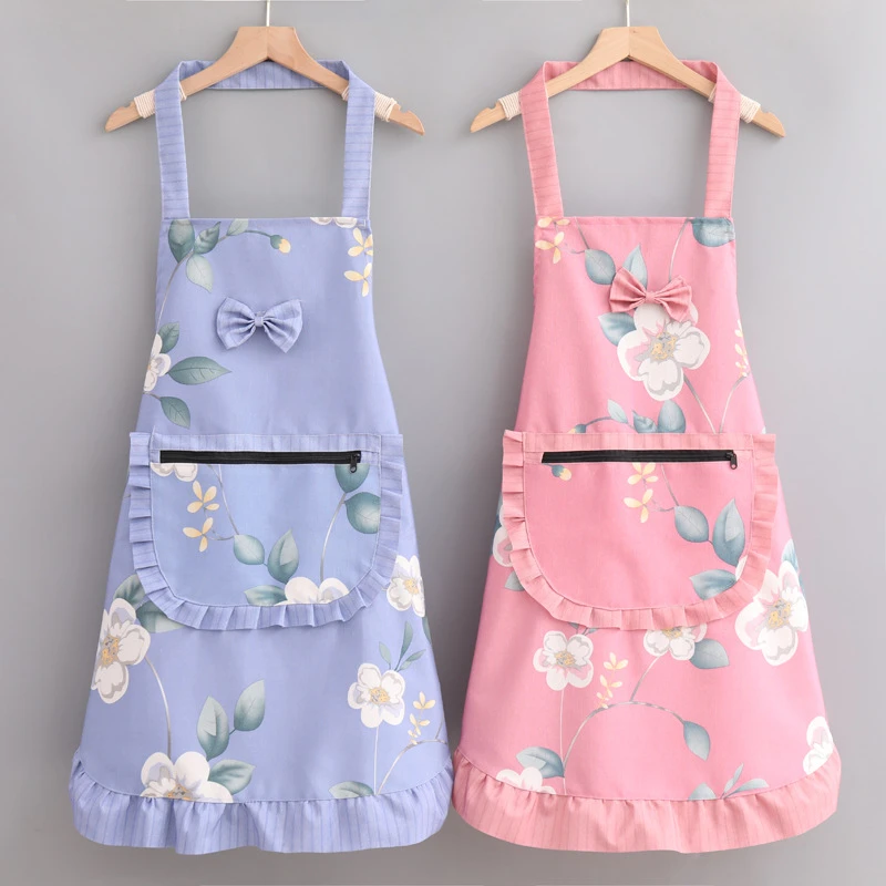 新款围裙女洋气防油污家用厨房做饭时尚韩版吊带裙挂脖工作服批发