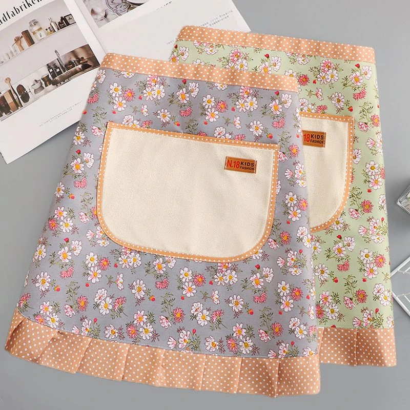 帆布透气半身围裙防污耐磨家用厨房做饭围腰洋气半截新款工作服