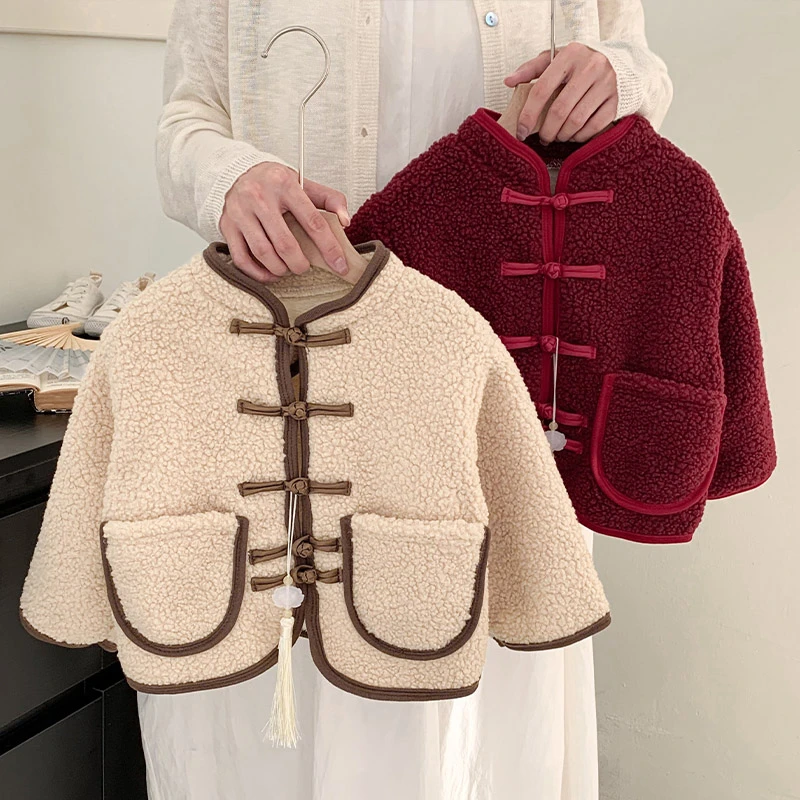新年儿童拜年服国风洋气冬季外套颗粒绒加厚男女宝款ss宝宝秋冬