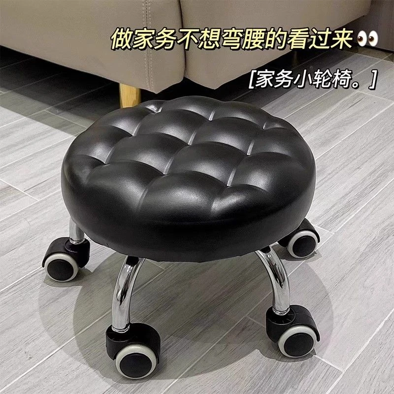 滑轮矮凳家用儿童带娃学步可移动万向轮垫脚凳美缝擦地静音圆椅子