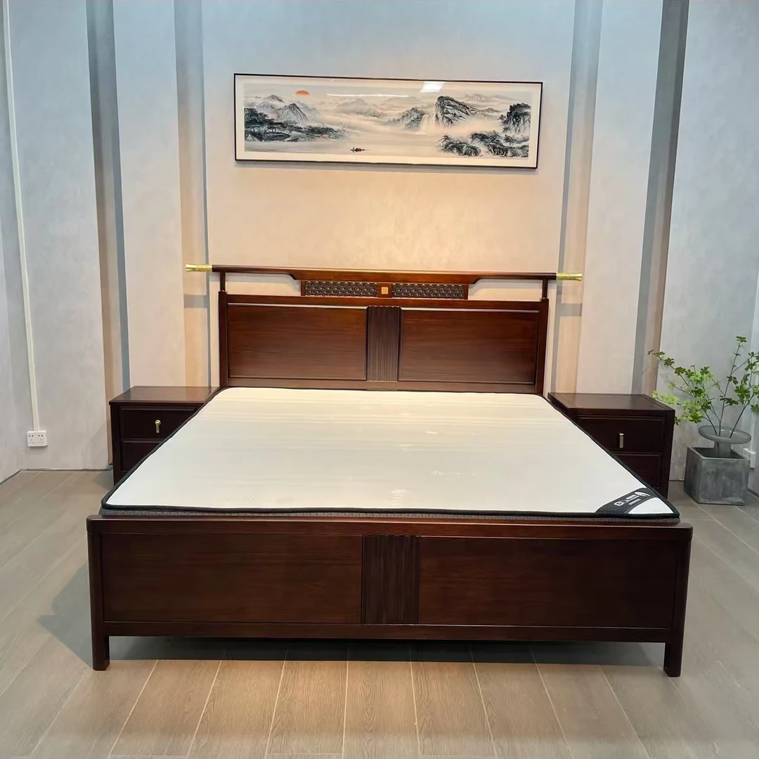 新中式乌金木官帽双人主卧大床储物禅意家用古典雕花秋冬家居