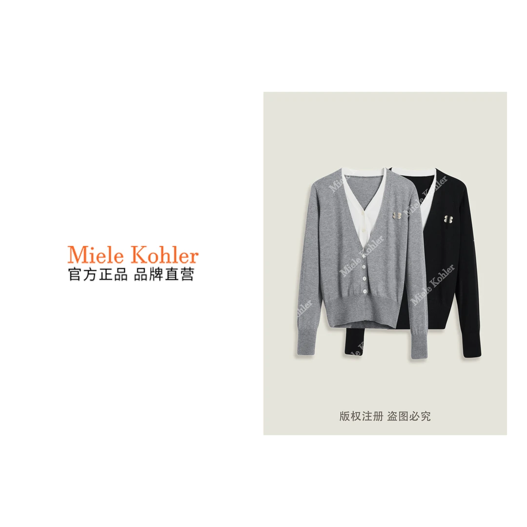 秋季新款休闲假两件设计百搭显气质毛衣 MKKQ36163【澳门小源同款】