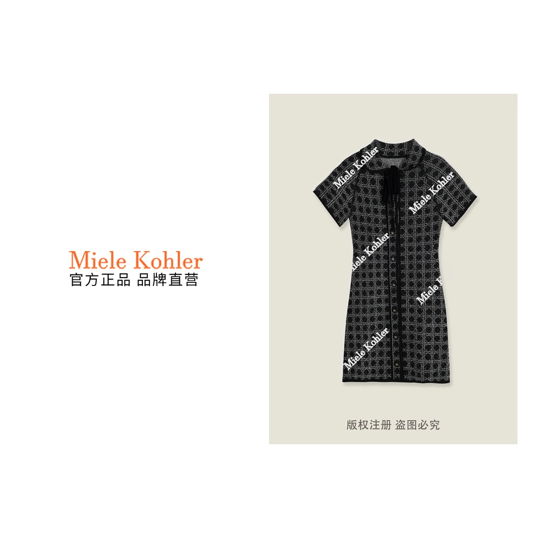 新款法式轻奢风高级感短袖连衣长裙 MKODF5223【澳门小源同款】