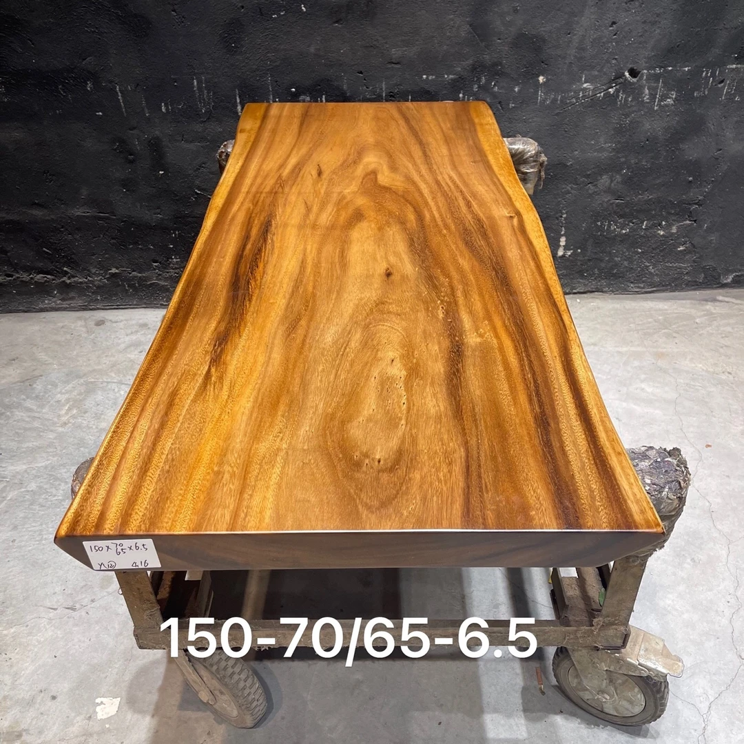 斐济胡桃木大板桌尺寸：150-70/65-6