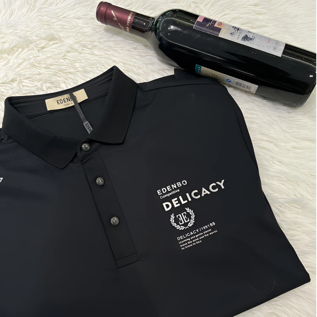 夏季男士黑色翻领商务休闲Polo衫