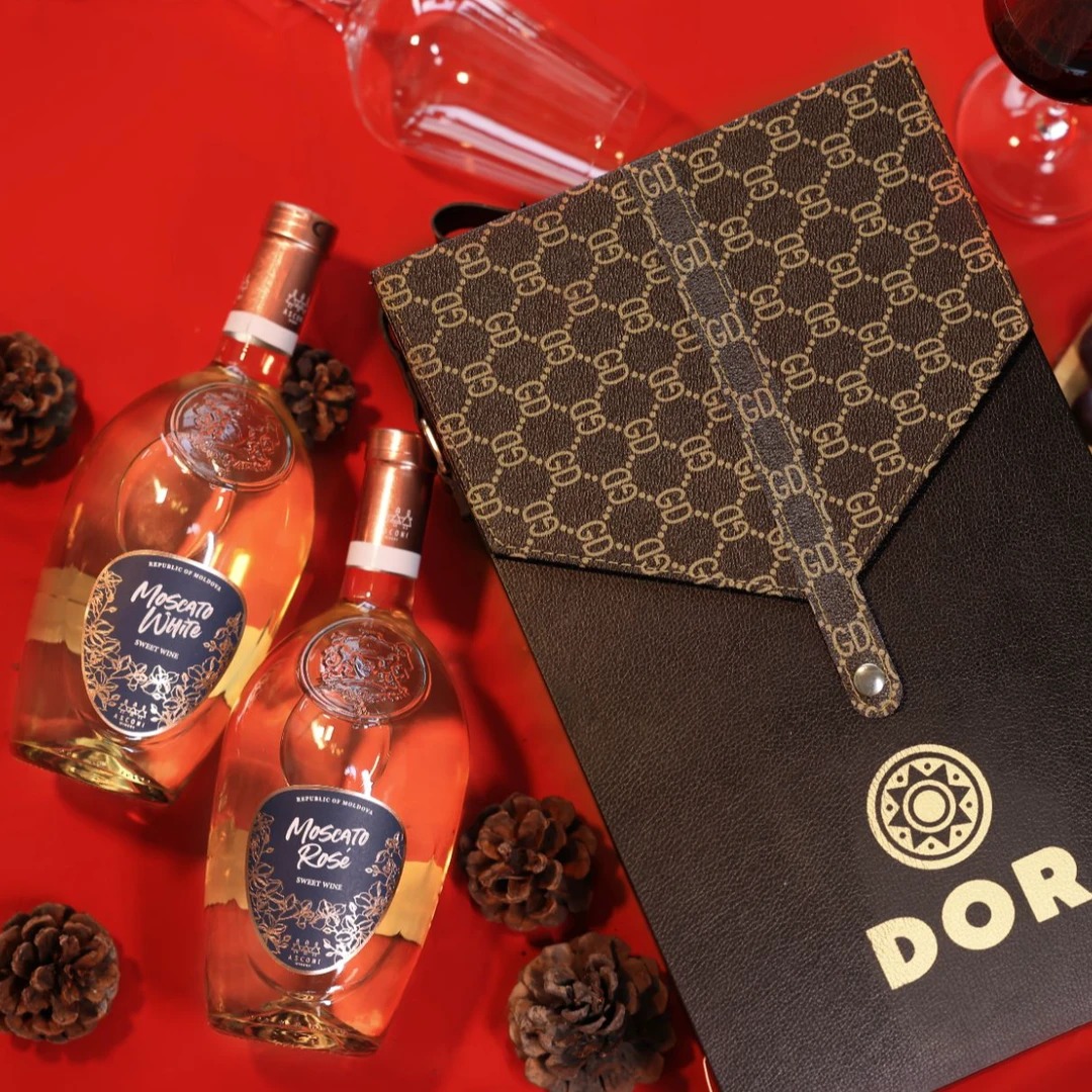 摩尔多瓦进口莫斯卡托甜白葡萄酒750ml原瓶原装双支礼盒装