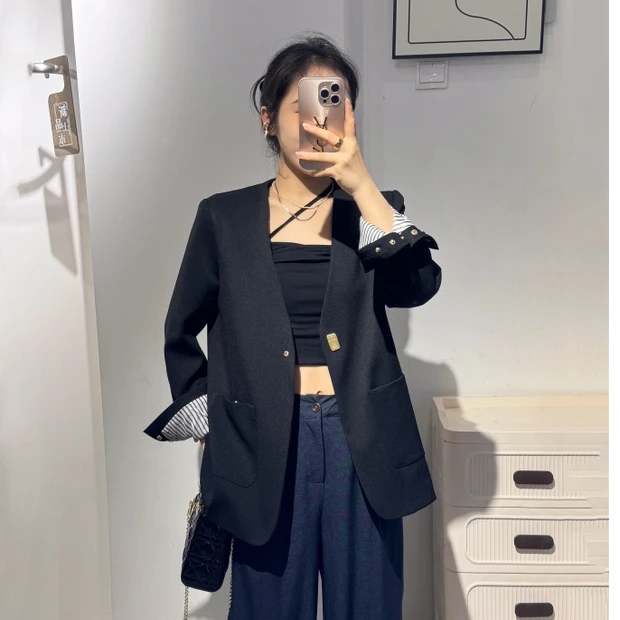 现【WANG】新款韩版遮肉显瘦西装气质款外套女Q612