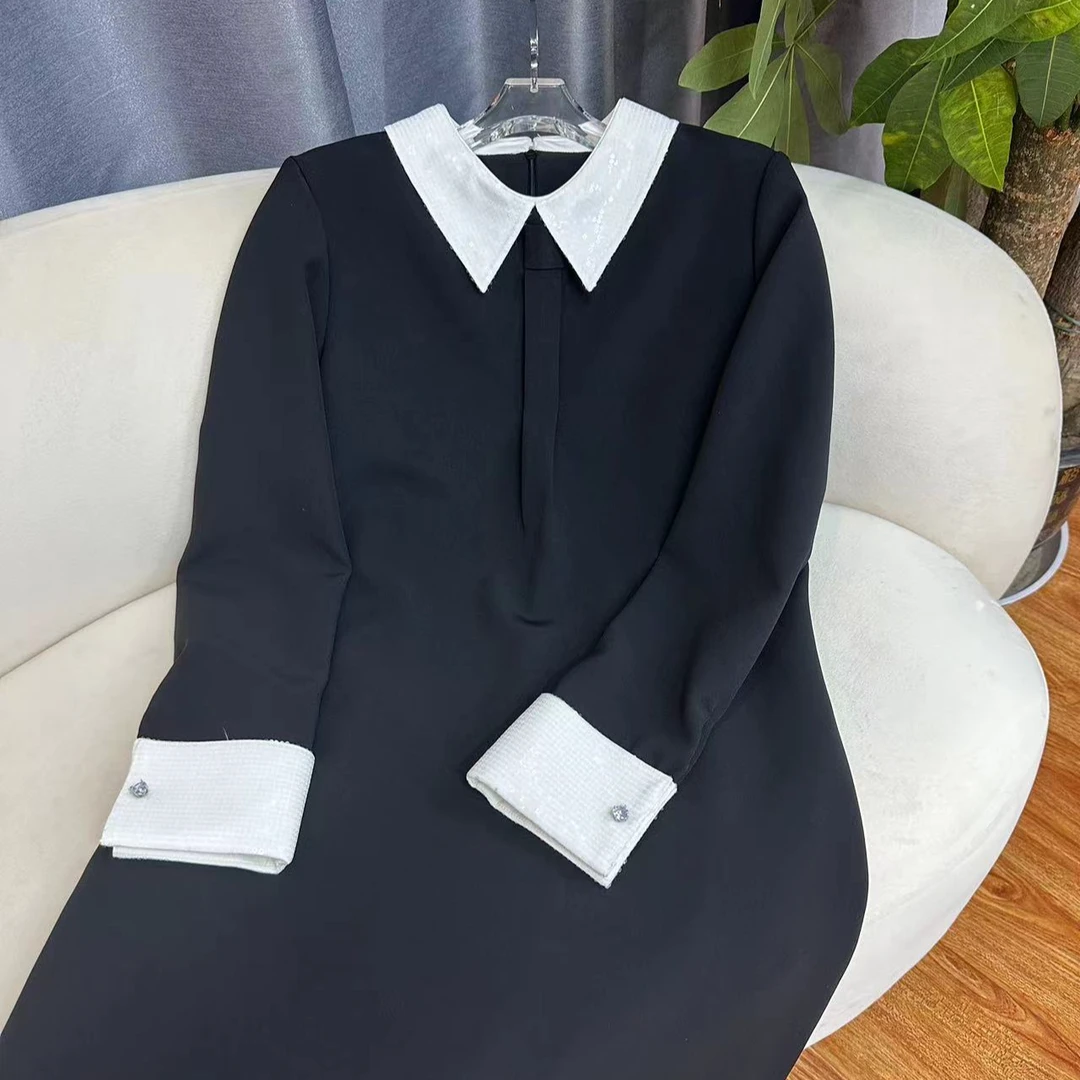 【WANG】「GC24003」2025新款法式领结连衣裙百搭气质小黑裙