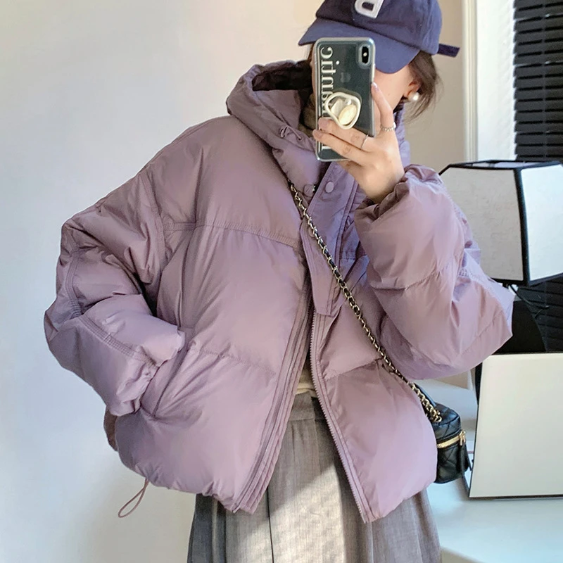 暖冬软贝果小个子棉服连帽保暖休闲服女2024冬季新款短款面包服