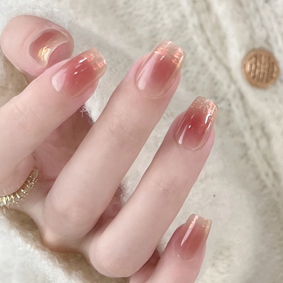 落日余晖 手工穿戴甲+穿戴工具包 显白款10片装