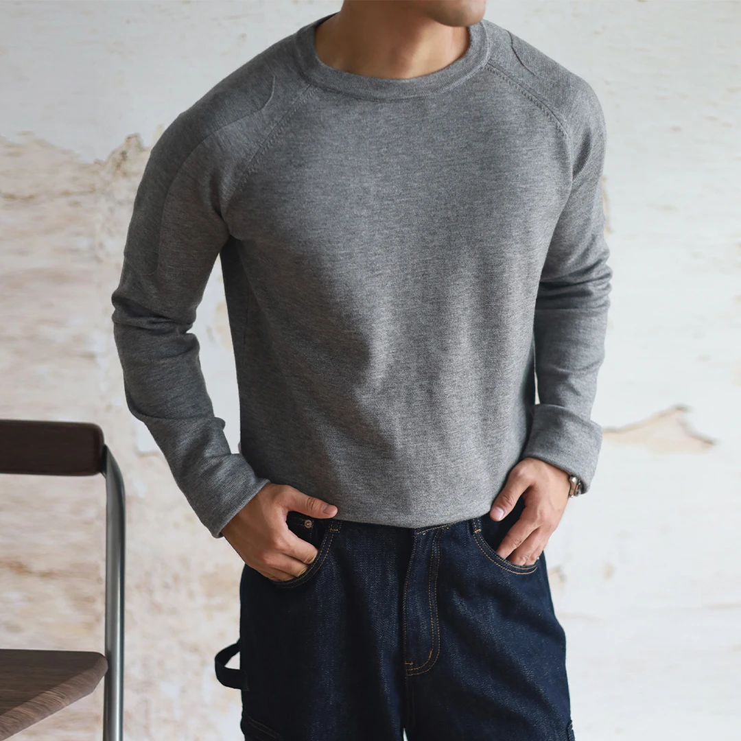 硬朗针织打底 回故HYMG 圆领套头针织衫男士内搭外穿秋冬长袖上衣