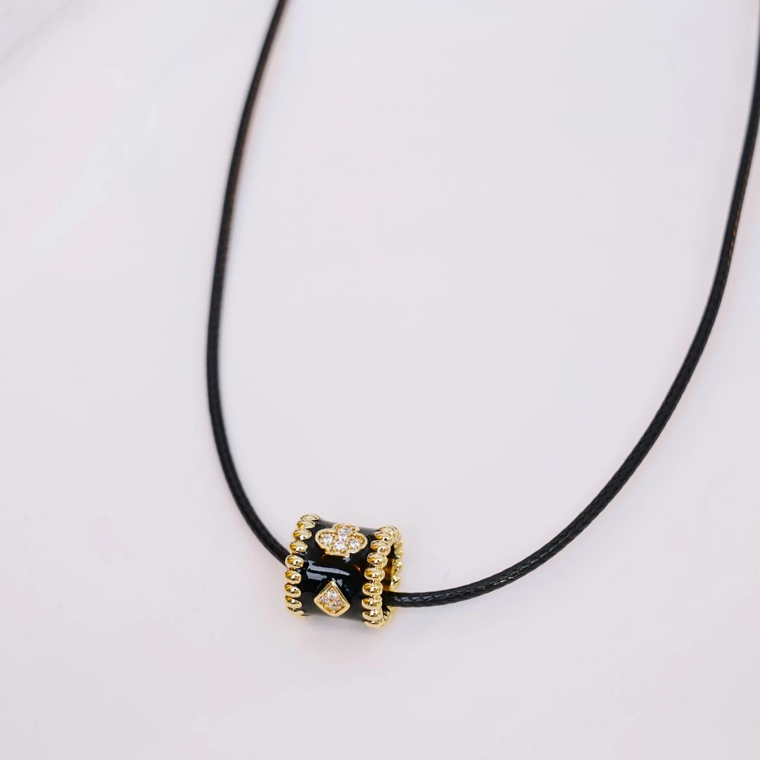 蛮腰黑绳项链气质百搭小众轻奢 8228