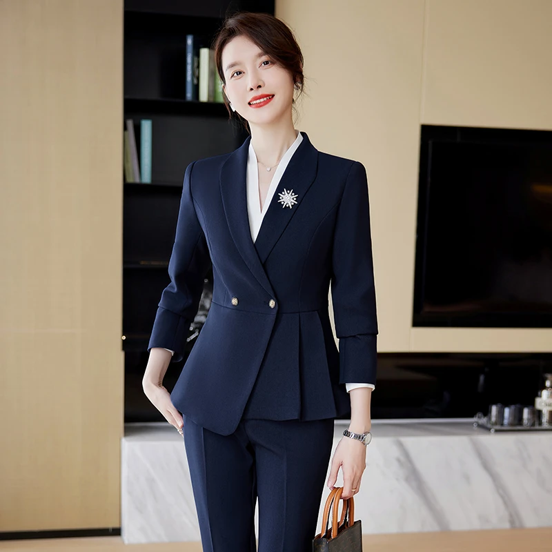 秋冬职业装通勤长袖女西服高端酒店前台珠宝金店销售OL工作服正装