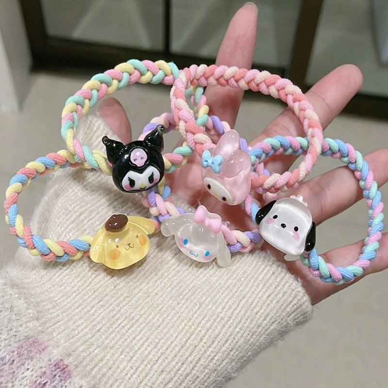 新款可爱三丽鸥头绳皮筋ins编织高弹力发圈发绳森系新款马尾扎头