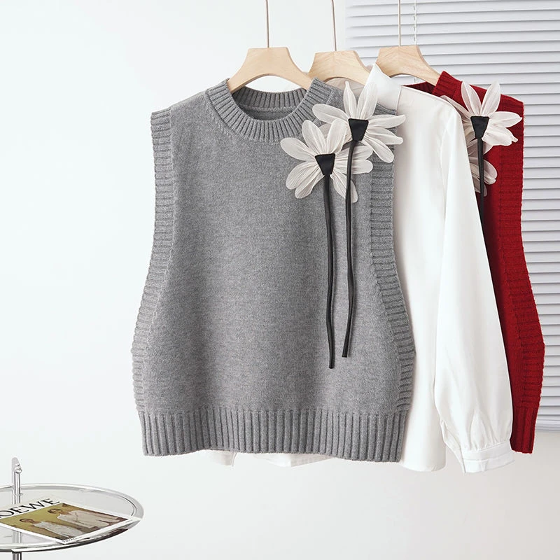 清仓捡漏~专柜撤回外贸女装针织马甲背心外穿设计感小众毛衣坎肩