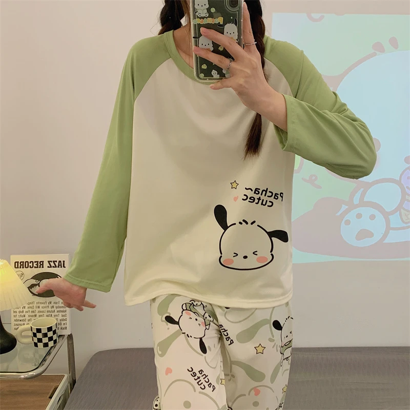 新款睡衣女春秋季长袖卡通可爱大码薄款宽松2023年少女家居服套装