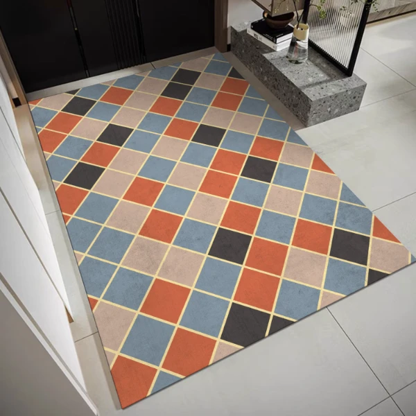 轻奢简约擦洗格子地毯家用入户门地垫卧室可裁剪脚垫吸水耐脏门垫
