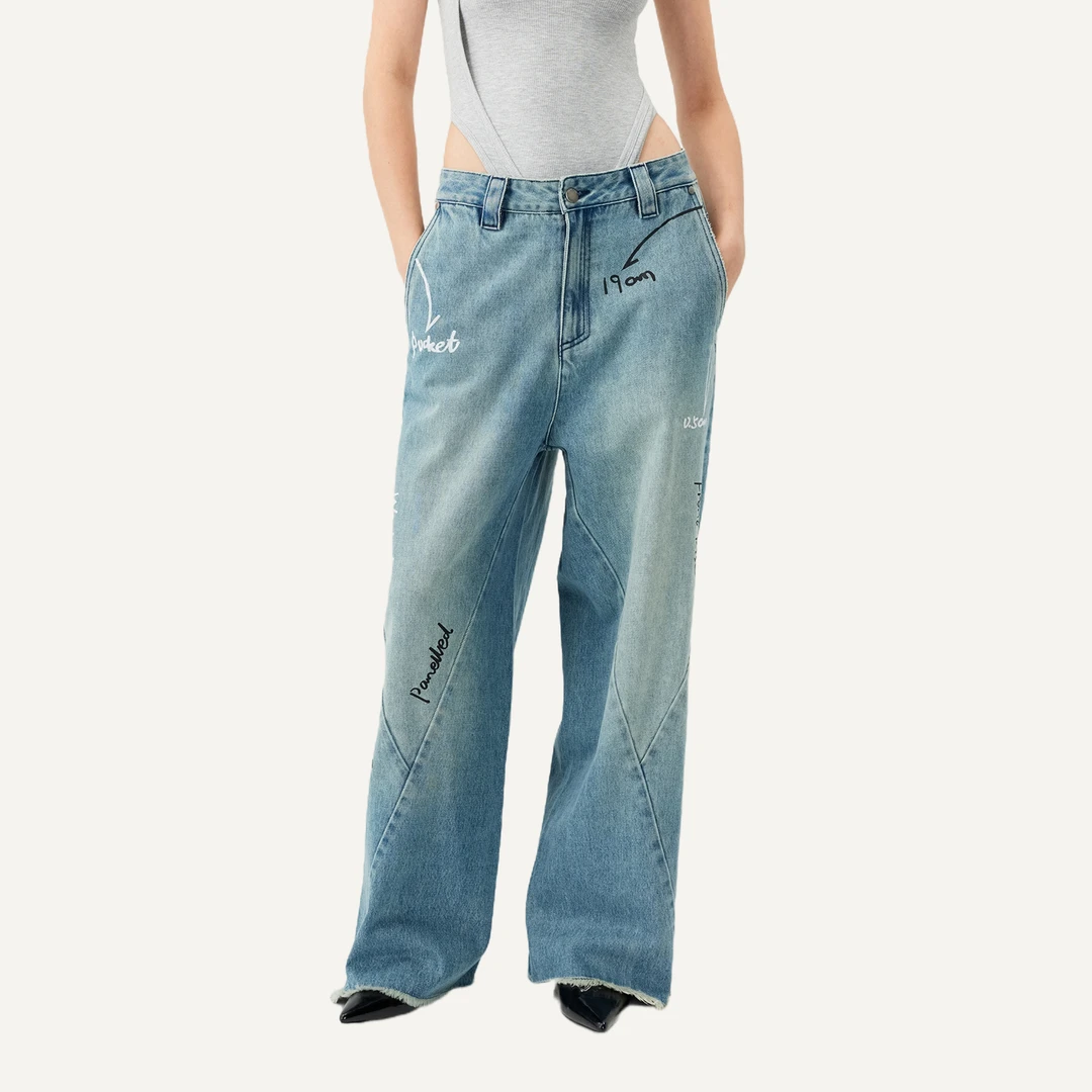 Unawares. 解构分割涂鸦丹宁牛仔裤