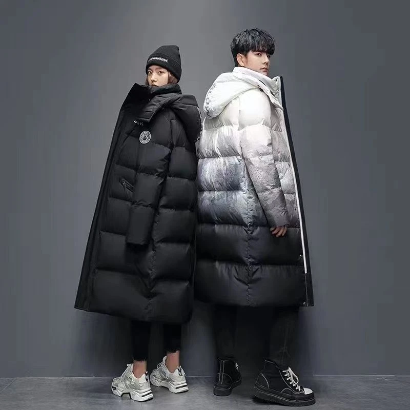波司登羽绒服男中长款2023年新款韩版冬季外穿加厚防寒渐变色情侣