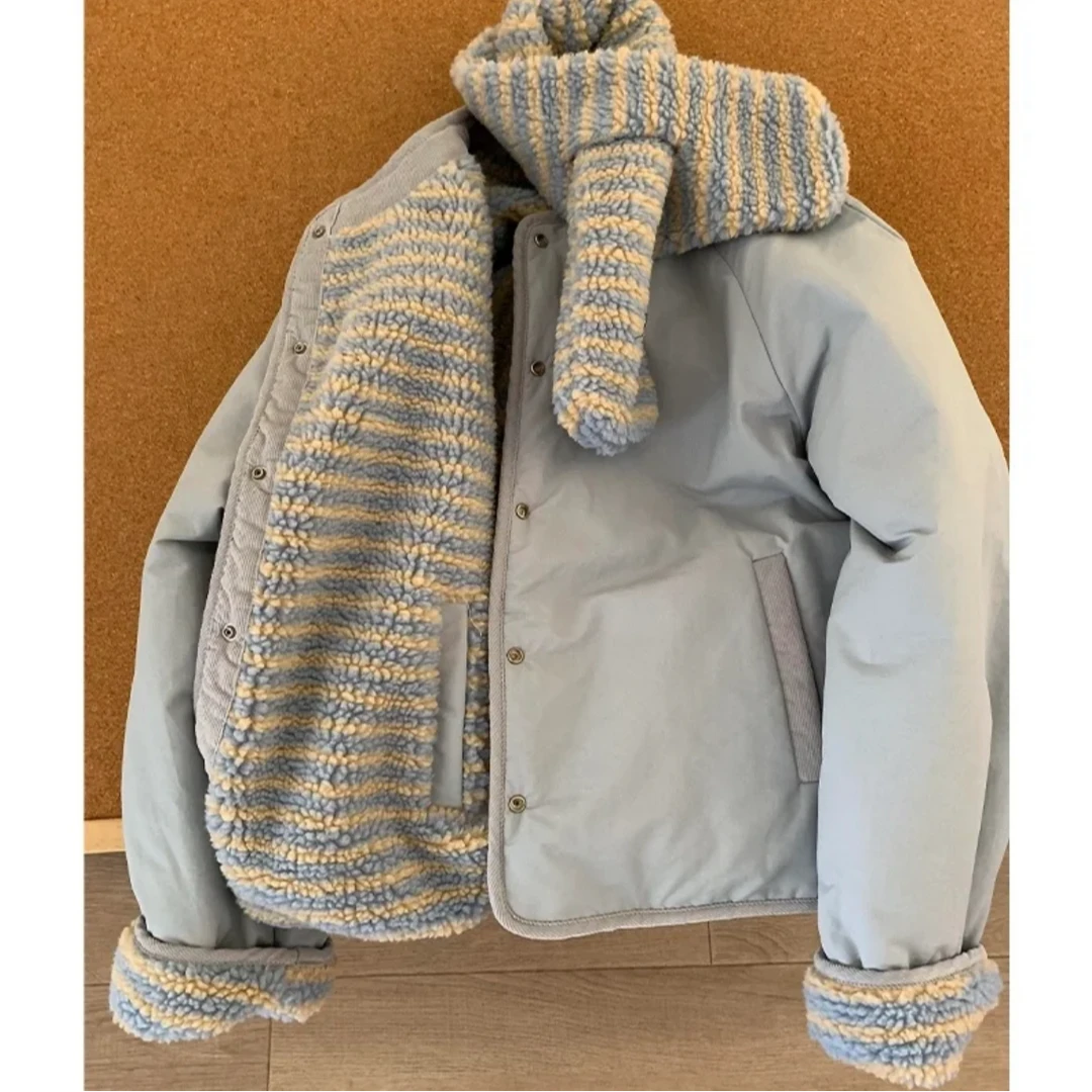 两面穿仿羊羔毛棉服女2025新款冬季韩版ins休闲百搭保暖厚外套女