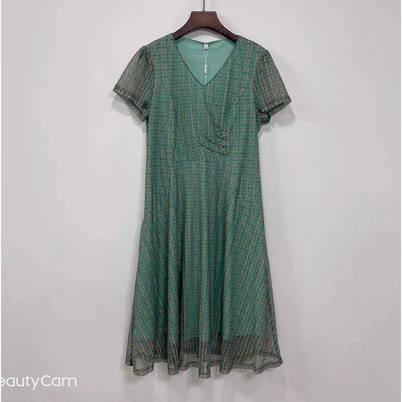 【HQ116】夏季韩版气质V领花色连衣裙