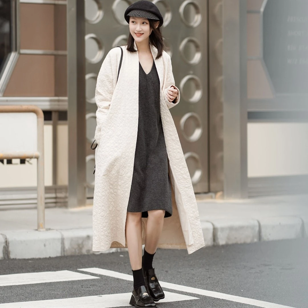 AUM噢姆冬季优雅轻薄白鹅绒中长棉服外套M1CX1801L女装