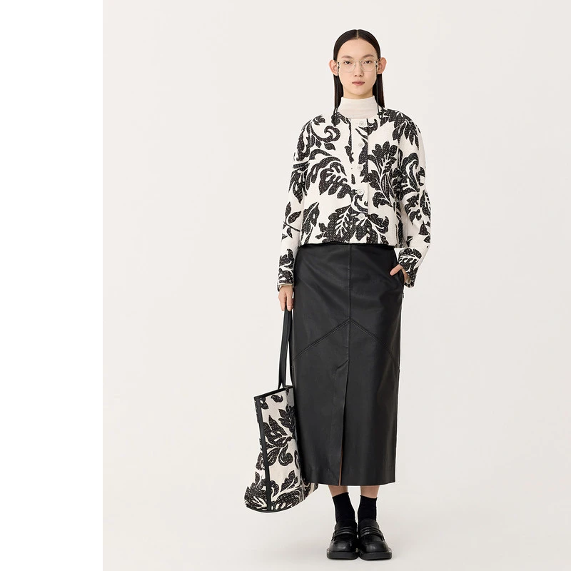 【星线好物】AUM/噢姆设计师休闲复古撞色提花肌理短外套M1EG10158