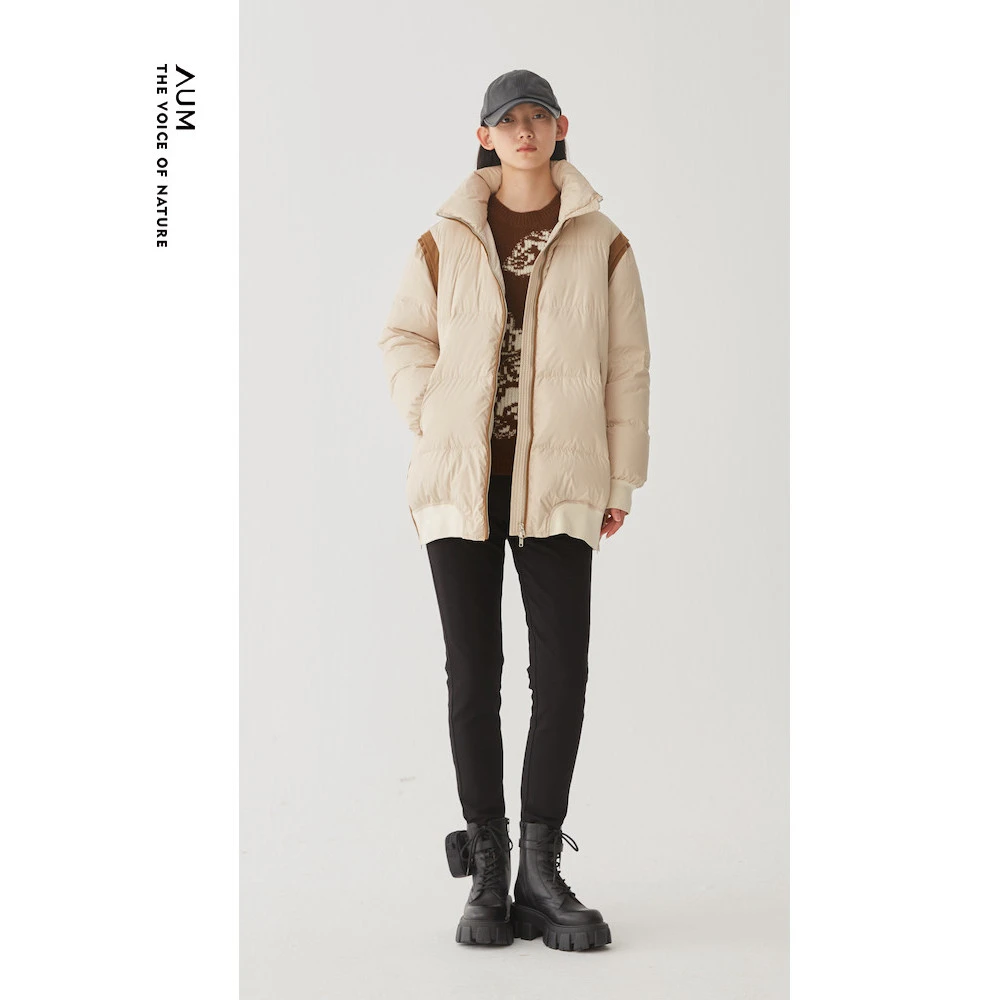 AUM/噢姆冬季新款米白色白鹅绒羽绒服短款M1BW4936Y