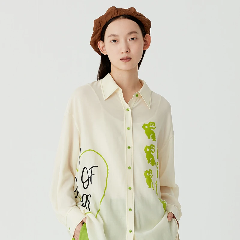 AUM/噢姆春季印花休闲女士时尚衬衫M1DE10119长袖