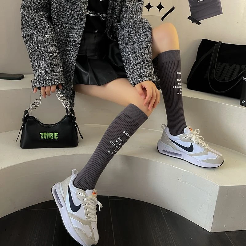无骨袜子女ins潮百搭网红同款长筒运动袜校园森系韩版学生小腿袜