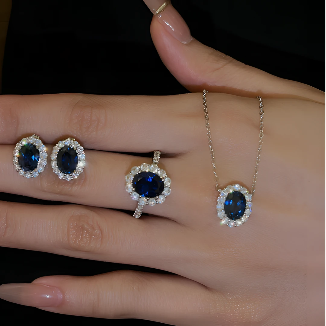 坠链均925银 金杰福S925银【繁花】蓝宝小众轻奢气质百搭项链