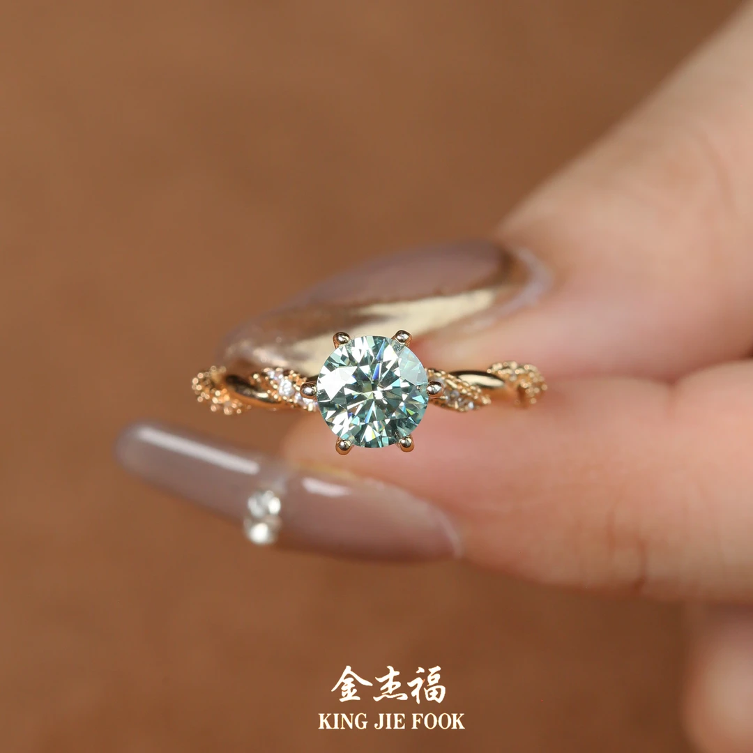 Q【闪耀】超闪1克拉莫桑钻意大利工艺小众戒指女