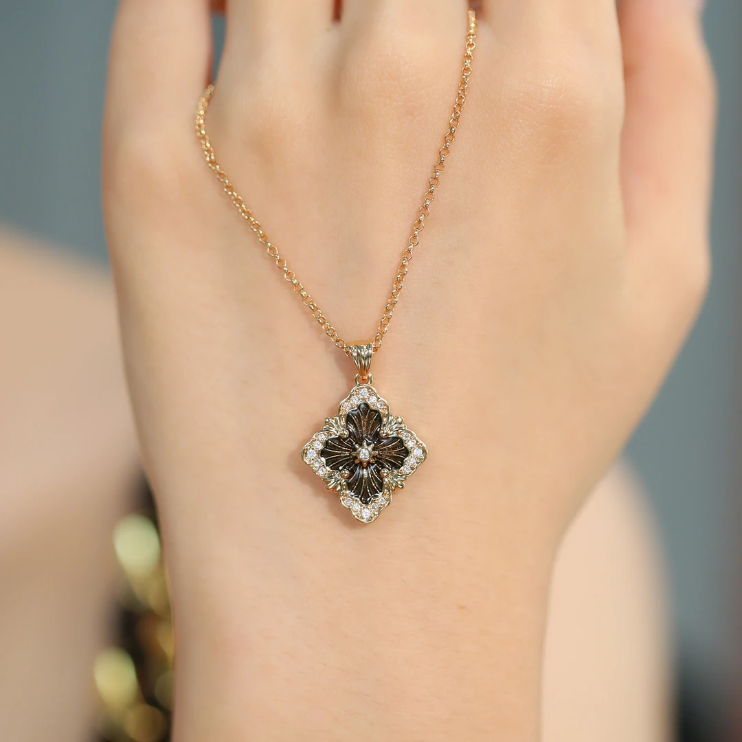 金杰福 莫桑石耳饰 【四叶草套装】镶莫桑 意大利工艺耳钉项链手链