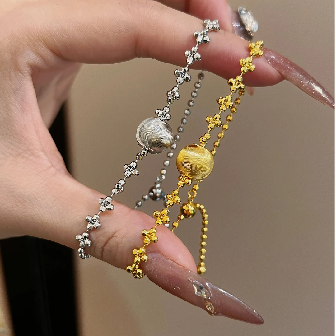 925银手链 s925 星星仙女猫眼手链 镭射拉丝12mm猫眼珠子手链