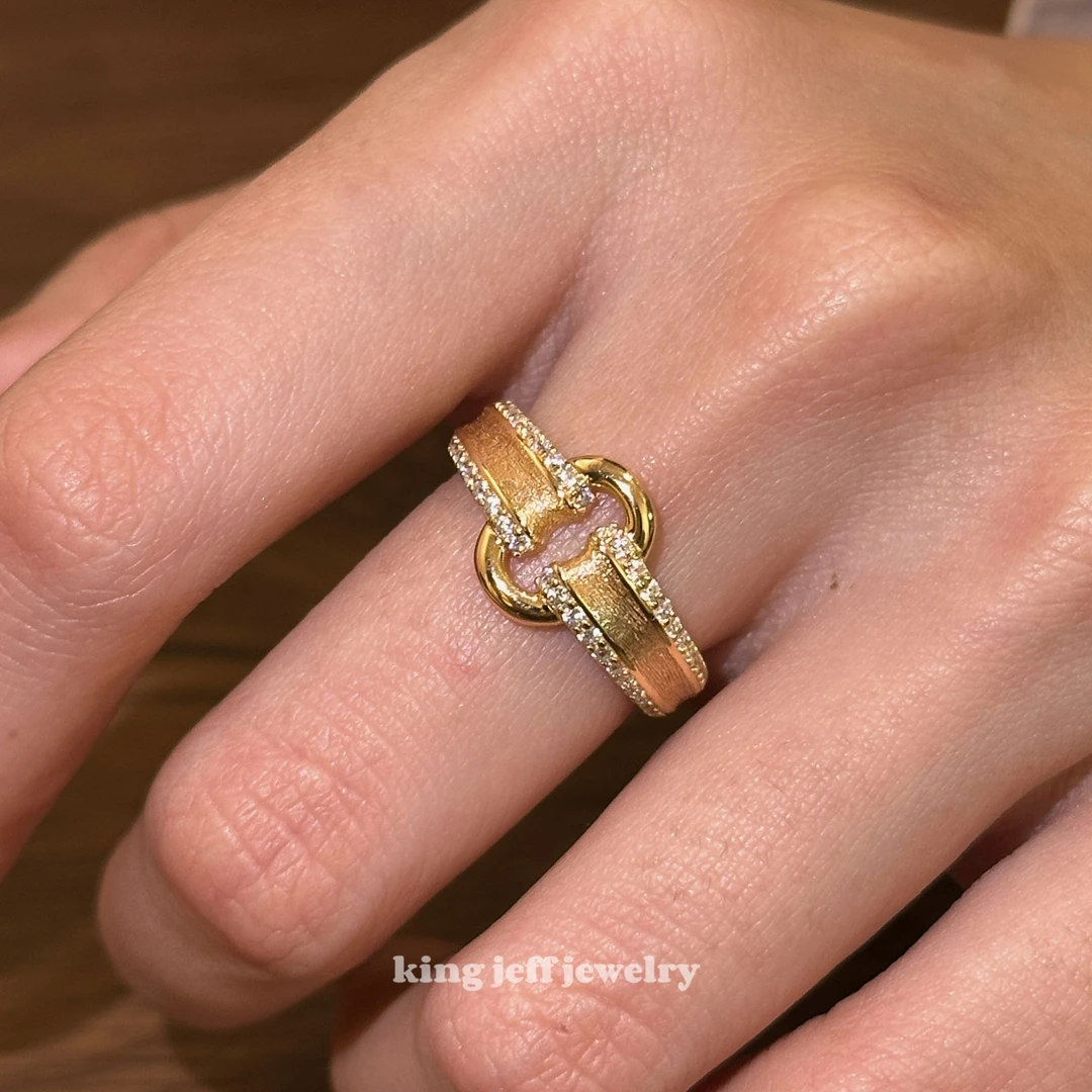 925银戒指 金杰福s925银意大利拉丝元宝复古风戒指