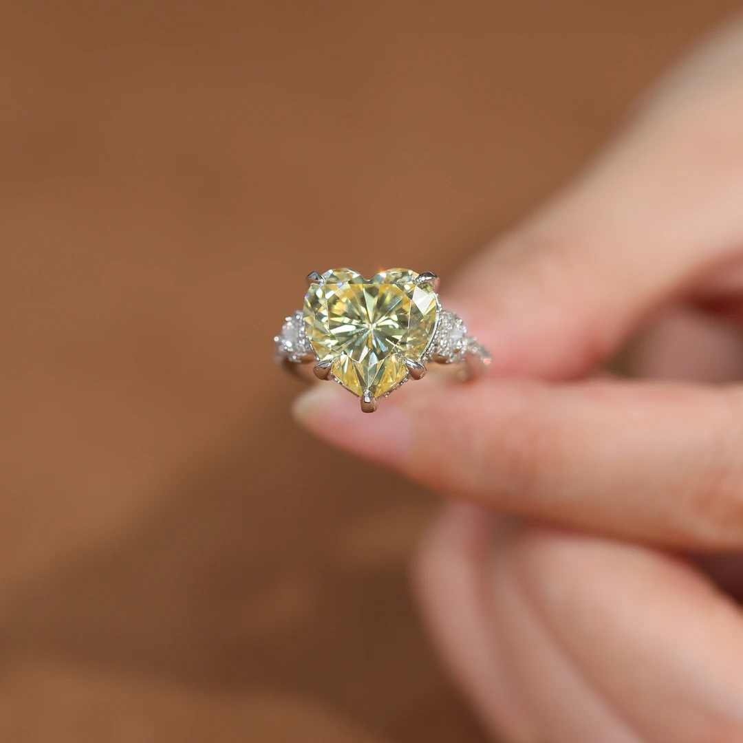 925银戒指 【心海】s925银镶嵌6克拉艳彩黄时尚百搭戒指