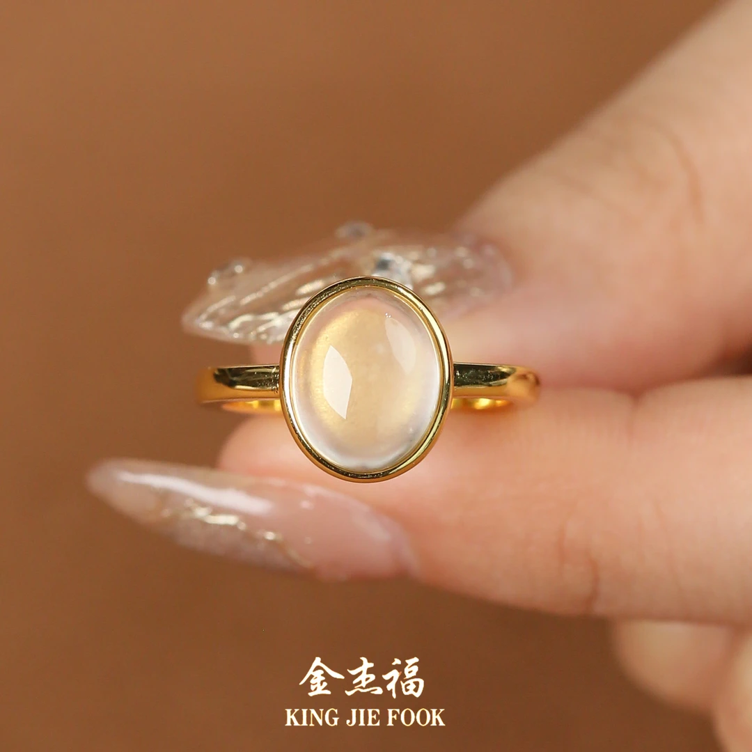 925银戒指 金杰福s925银3克拉8x10蛋面水沫子精致时尚气质戒指